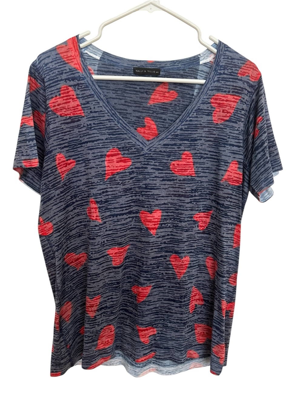 Nally and Millie Shirt Sleeve Burnout Tee XL